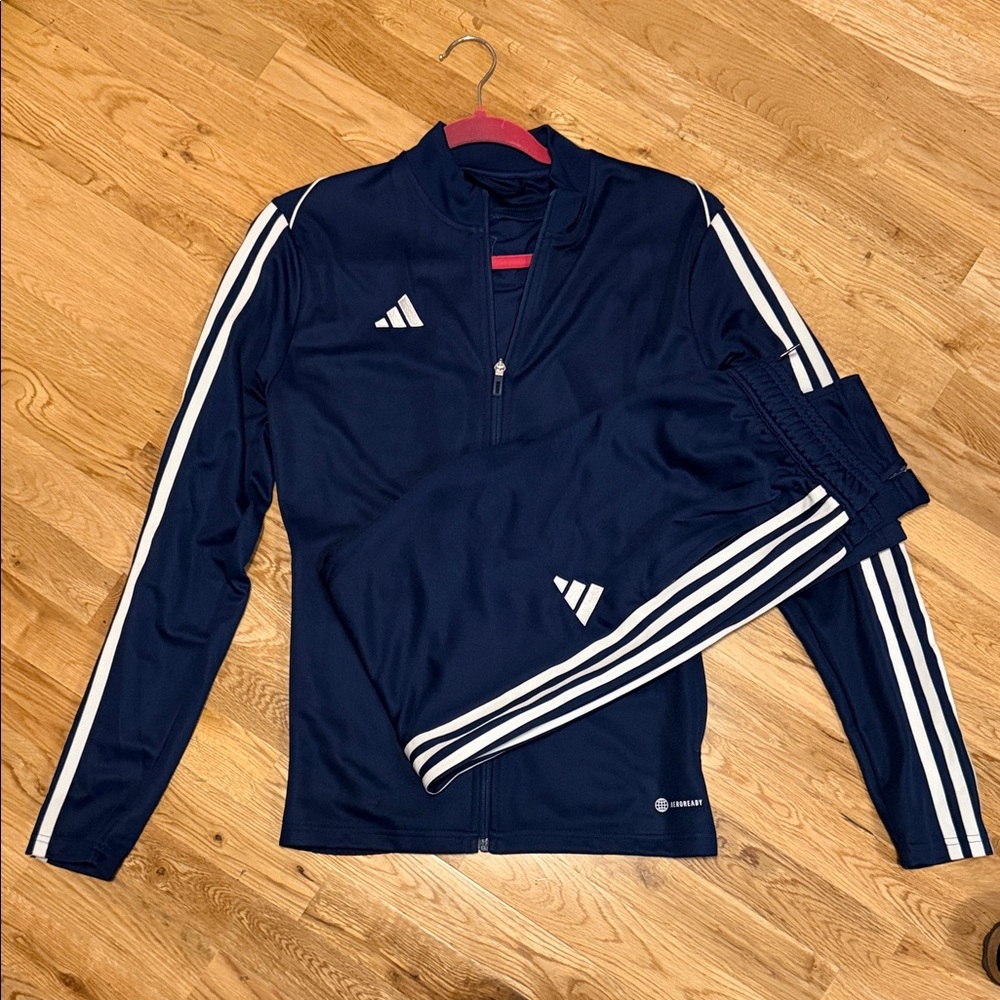 Adidas Dark Blue Tracksuit with White Accents